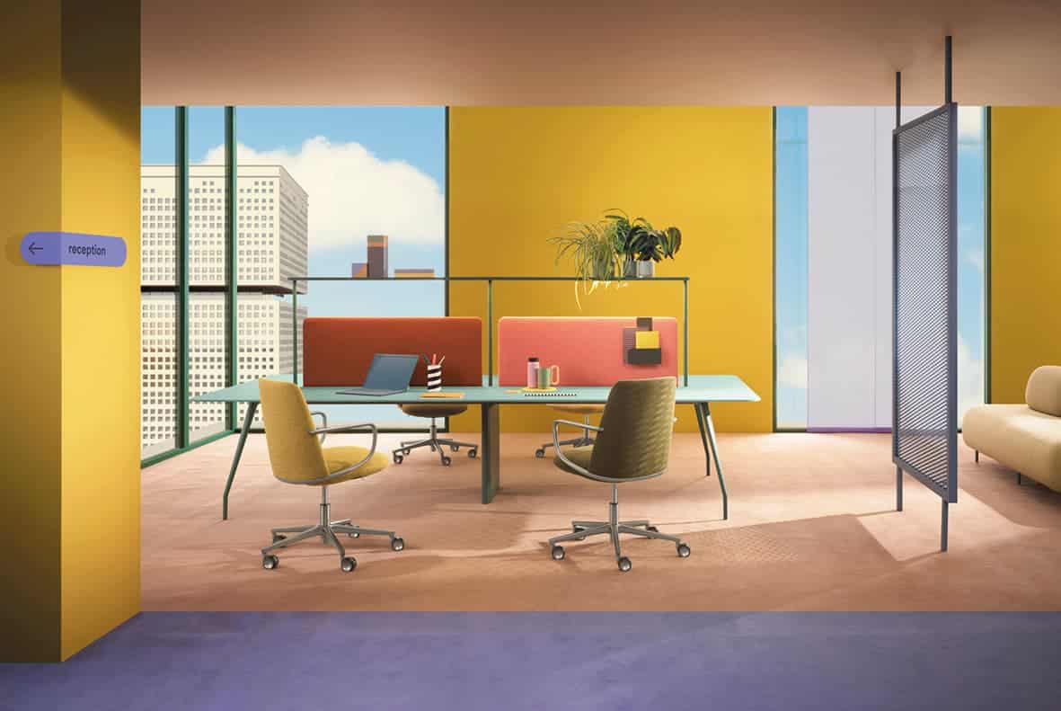 Farebný kancelársky stôl-Rizz Workstation, zn. Pedrali.